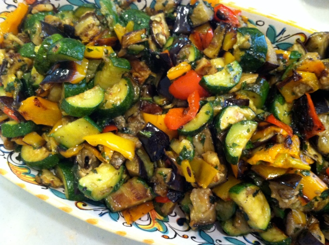 Roasted zucchini, eggplant, pappers