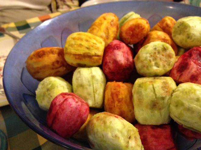peeled prickly pears at one of our dinners -- in Giovanni and Agata's home